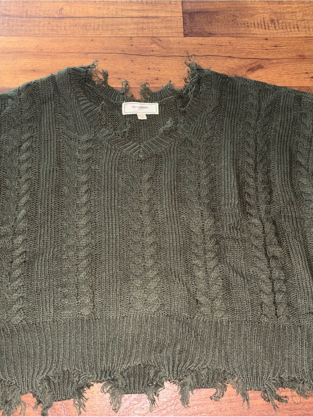 Olive Distressed Cable Knit women’s Sweater